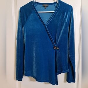 The Limited Velvet Wrap Top with Brooch Size XS